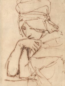 Een Peinzende Dame door George Romney